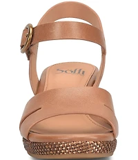 Sofft Vanessa Leather Cork Wedge Sandals