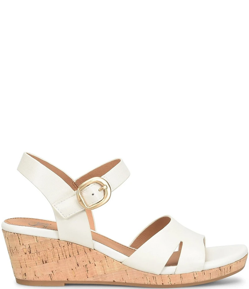Sofft Vanessa Leather Cork Wedge Sandals