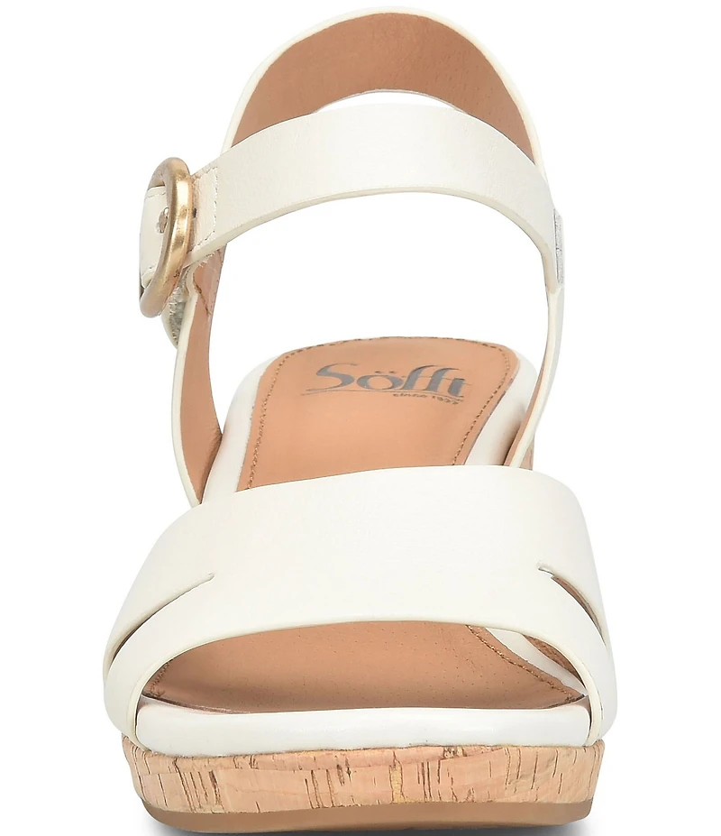 Sofft Vanessa Leather Cork Wedge Sandals