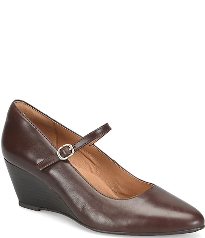 Sofft Wisteria Leather Mary Jane Wedge Pumps
