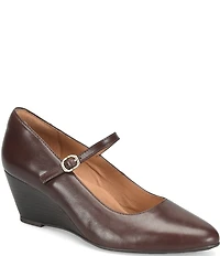 Sofft Wisteria Leather Mary Jane Wedge Pumps