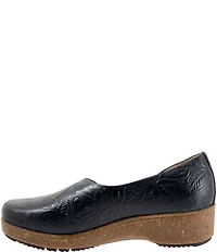 SoftWalk Addie Floral Embossed Leather Open Side Clogs