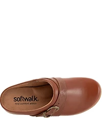 SoftWalk Asmara Leather Embossed Buckle Hardware Strap Clogs