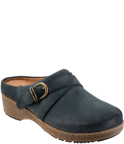 SoftWalk Asmara Suede Buckle Hardware Strap Clogs