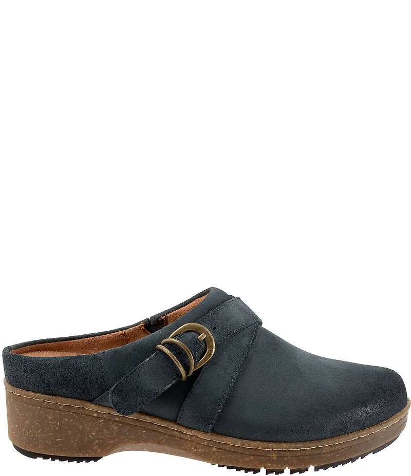 SoftWalk Asmara Suede Buckle Hardware Strap Clogs