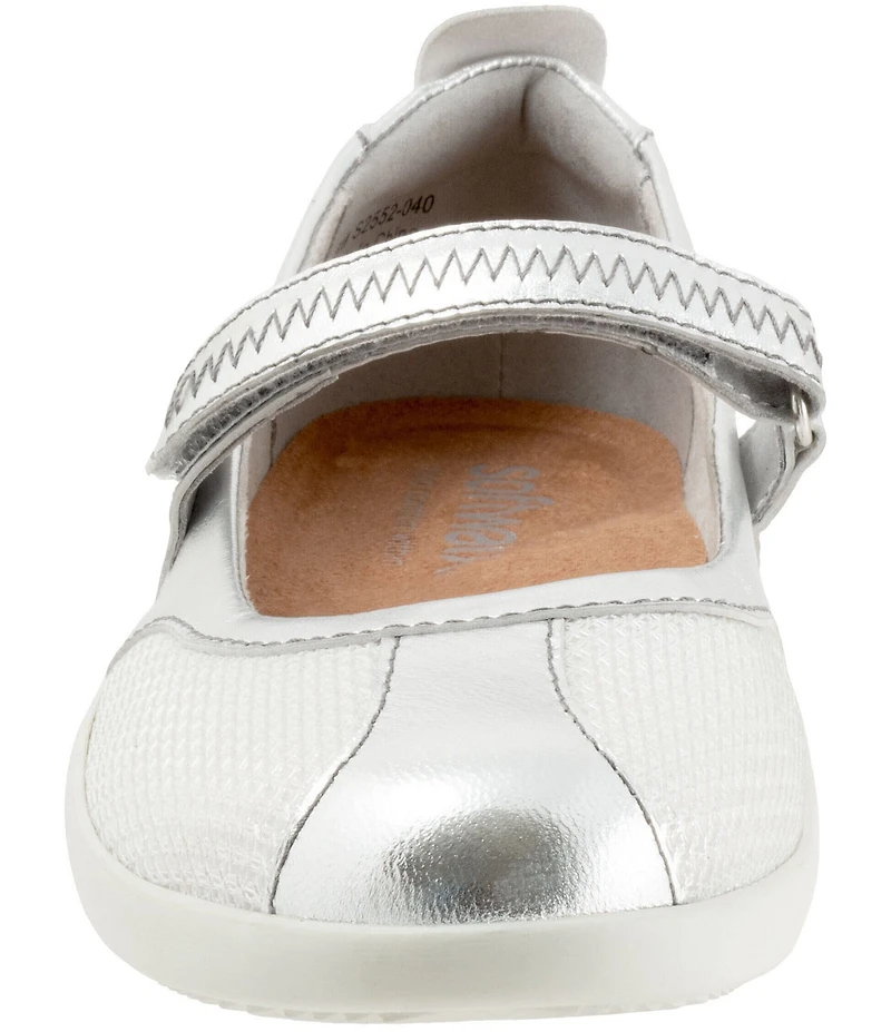 SoftWalk Dayton Metallic Leather and Mesh Mary Jane Flats