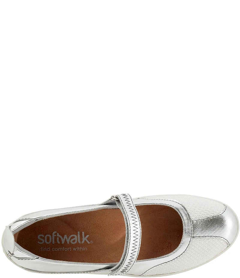 SoftWalk Dayton Metallic Leather and Mesh Mary Jane Flats