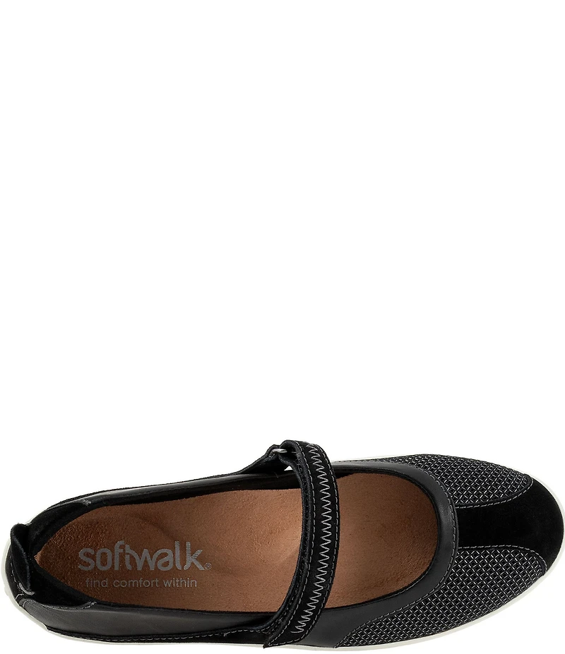 SoftWalk Dayton Suede and Mesh Mary Jane Flats