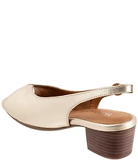 SoftWalk Lakewood Metallic Leather Slingback Block Heel Sandals