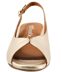 SoftWalk Lakewood Metallic Leather Slingback Block Heel Sandals