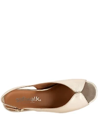 SoftWalk Lakewood Metallic Leather Slingback Block Heel Sandals