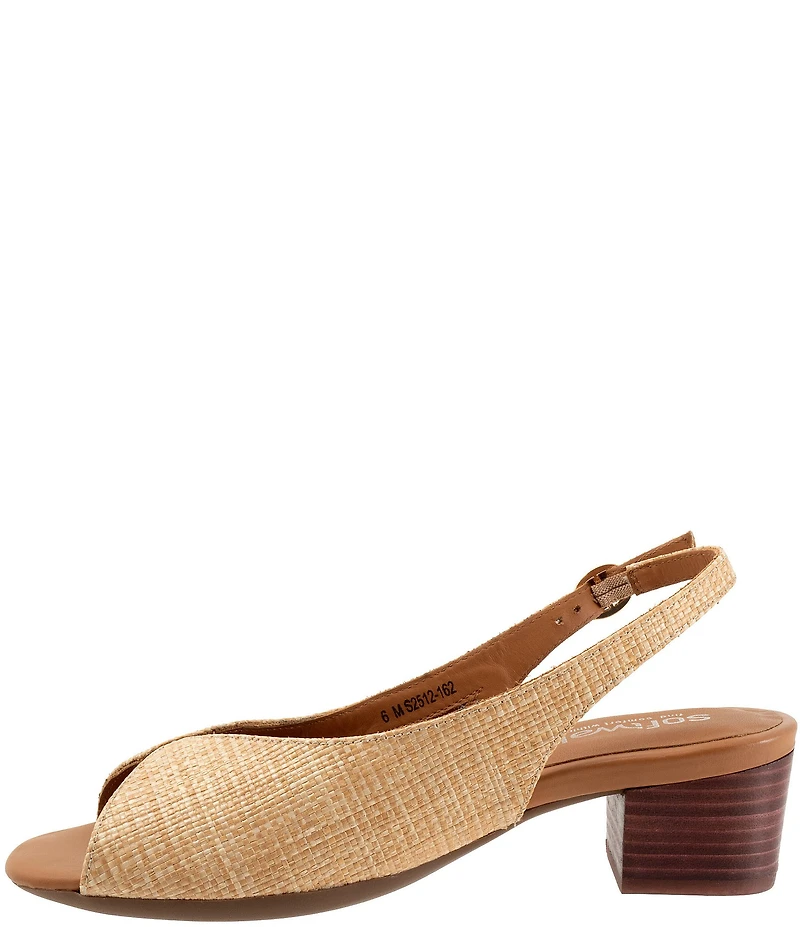 SoftWalk Lakewood Raffia Slingback Block Heel Sandals