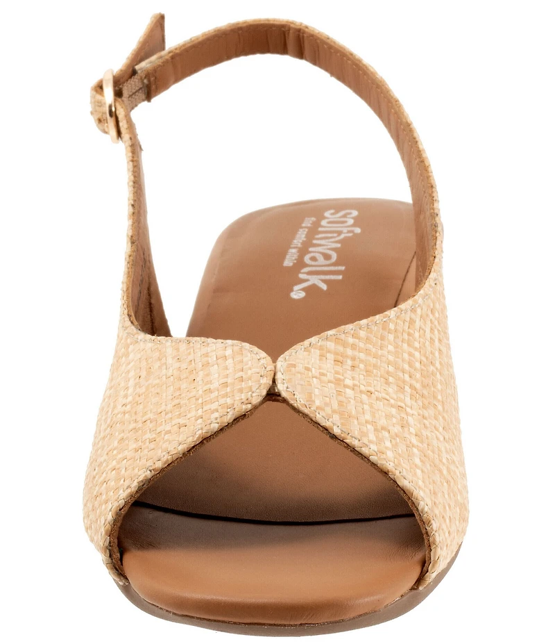 SoftWalk Lakewood Raffia Slingback Block Heel Sandals