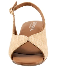 SoftWalk Lakewood Raffia Slingback Block Heel Sandals