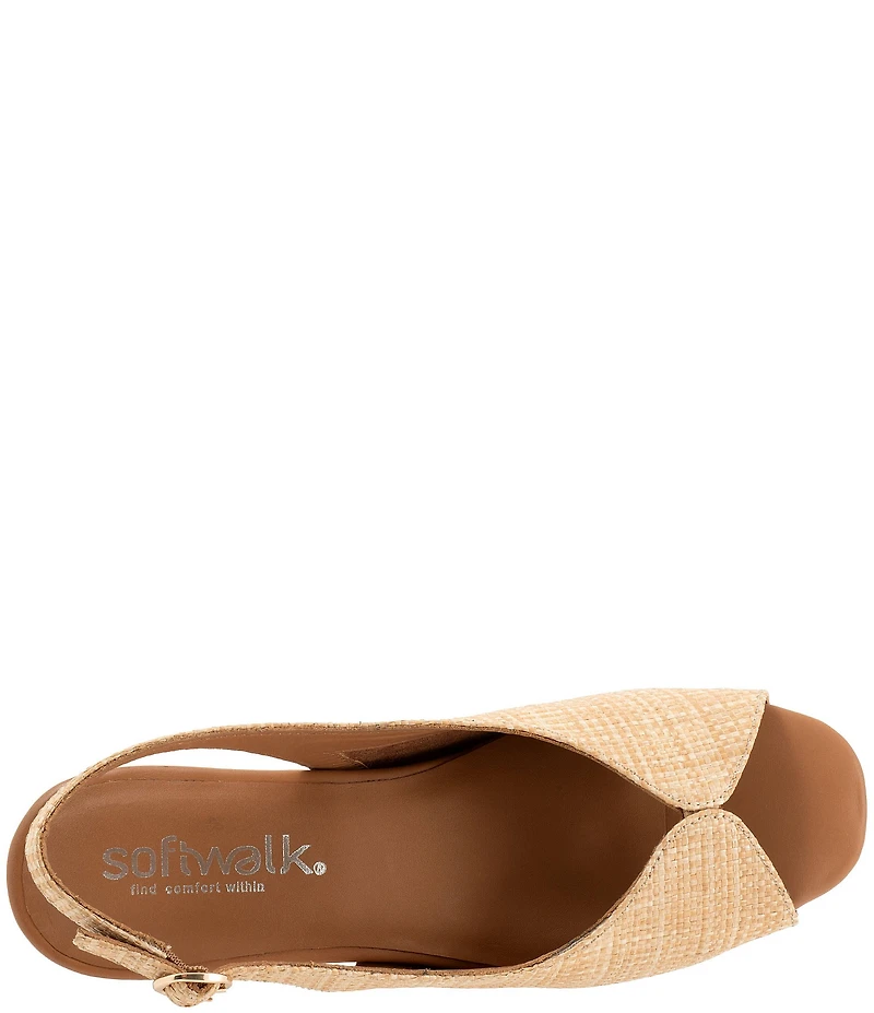 SoftWalk Lakewood Raffia Slingback Block Heel Sandals
