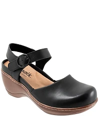 SoftWalk Mabelle Leather Ankle Strap Clogs
