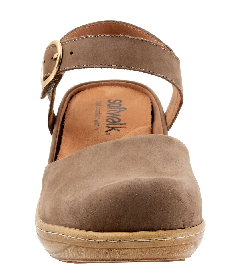 SoftWalk Mabelle Nubuck Suede Ankle Strap Clogs