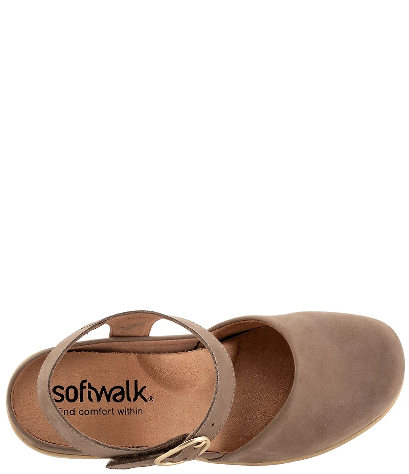 SoftWalk Mabelle Nubuck Suede Ankle Strap Clogs