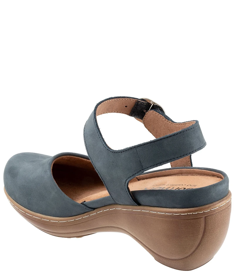 SoftWalk Mabelle Nubuck Suede Ankle Strap Clogs