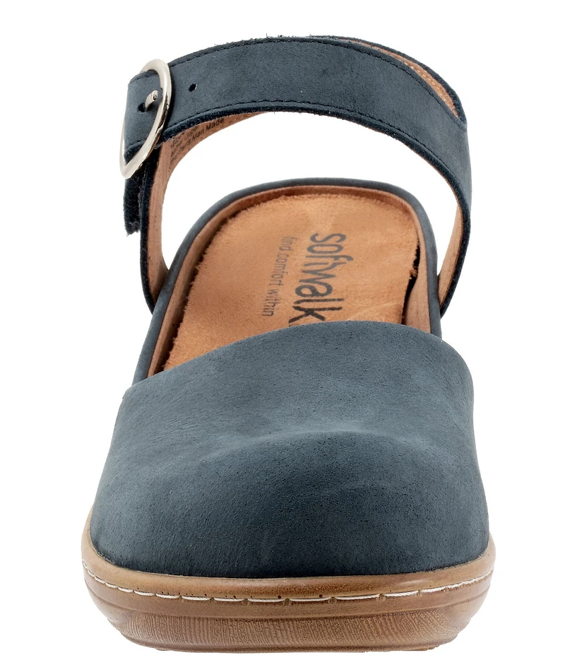 SoftWalk Mabelle Nubuck Suede Ankle Strap Clogs
