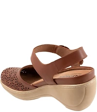 SoftWalk Mabelle Perforated Leather Ankle Strap Clogs