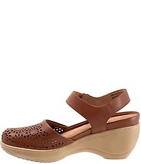 SoftWalk Mabelle Perforated Leather Ankle Strap Clogs
