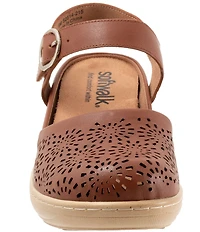 SoftWalk Mabelle Perforated Leather Ankle Strap Clogs