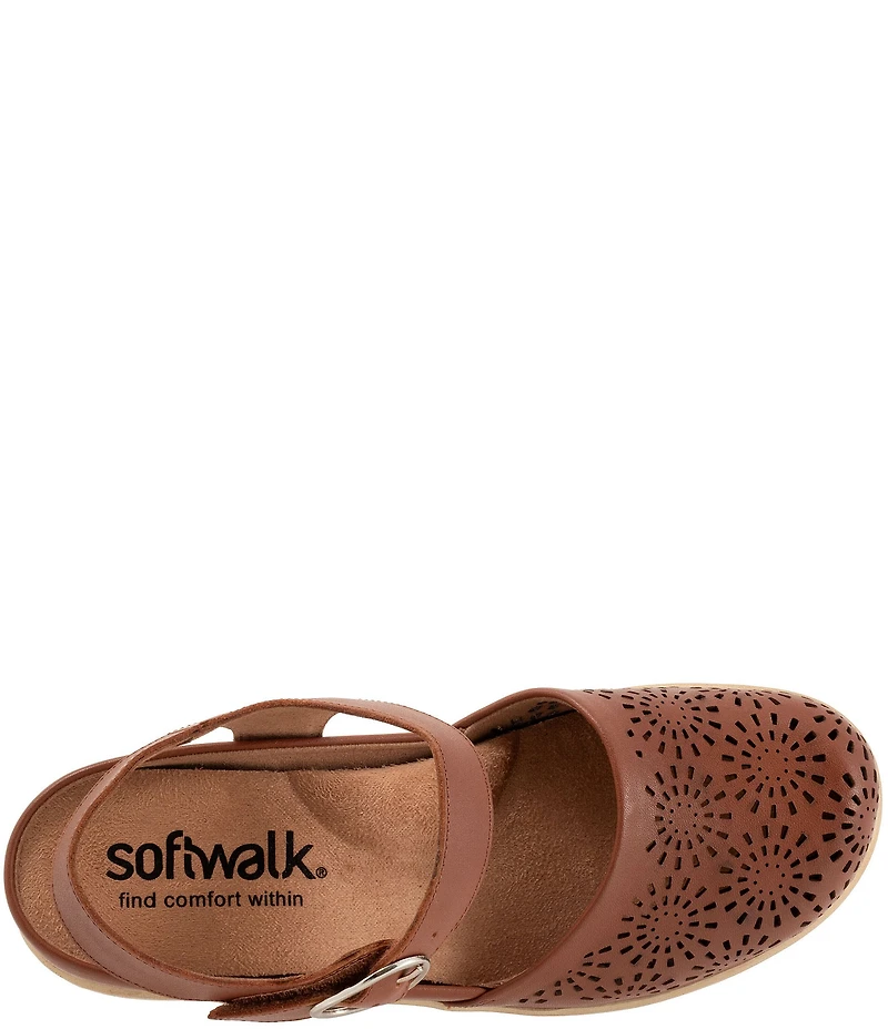 SoftWalk Mabelle Perforated Leather Ankle Strap Clogs