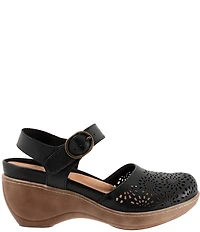 SoftWalk Mabelle Perforated Leather Ankle Strap Clogs