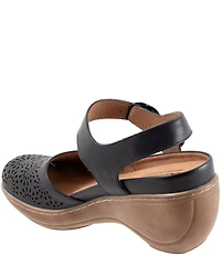 SoftWalk Mabelle Perforated Leather Ankle Strap Clogs