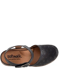SoftWalk Mabelle Perforated Leather Ankle Strap Clogs