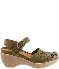SoftWalk Mabelle Perforated Leather Ankle Strap Clogs