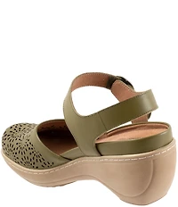 SoftWalk Mabelle Perforated Leather Ankle Strap Clogs