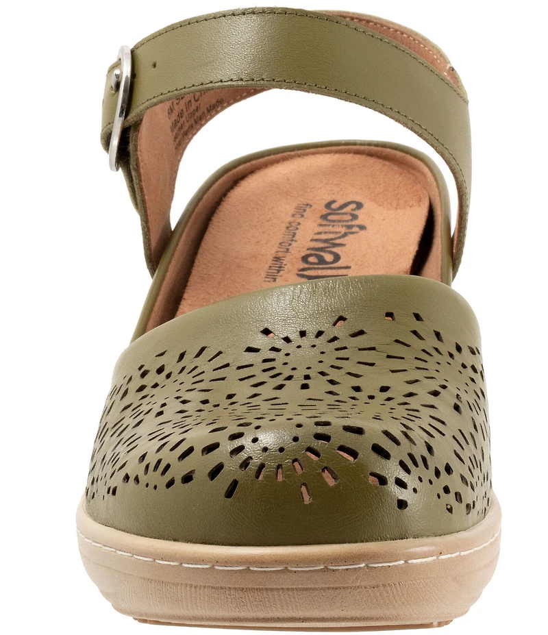 SoftWalk Mabelle Perforated Leather Ankle Strap Clogs