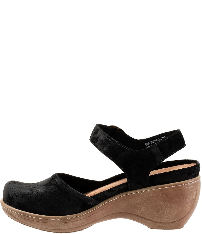 SoftWalk Mabelle Suede Ankle Strap Clogs