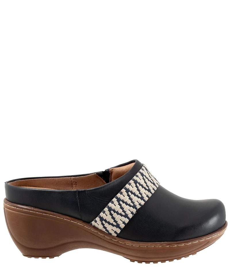 SoftWalk Marion Leather Chevron Detail Clogs
