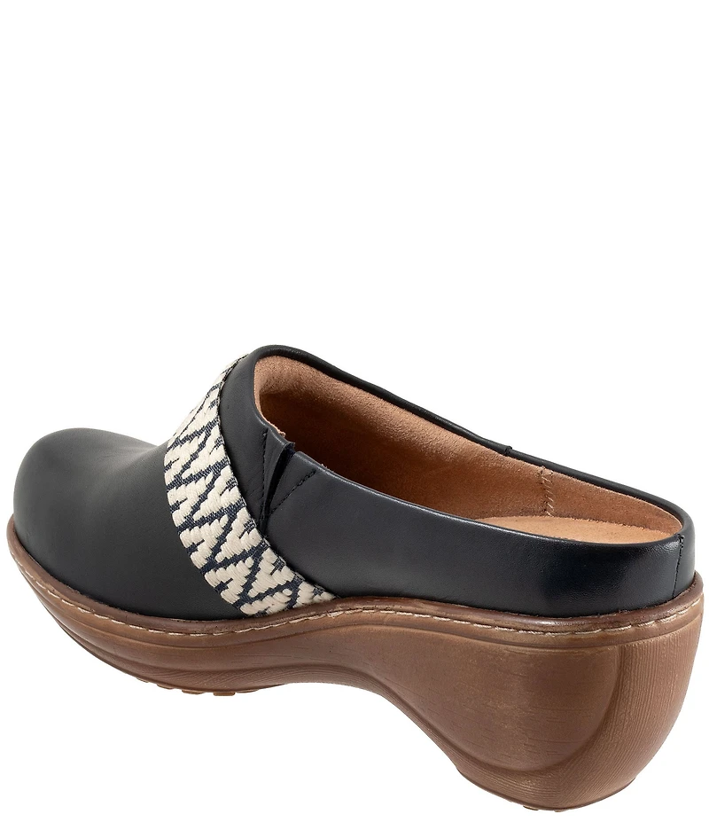 SoftWalk Marion Leather Chevron Detail Clogs