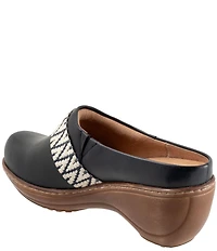 SoftWalk Marion Leather Chevron Detail Clogs