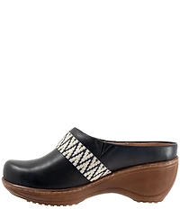 SoftWalk Marion Leather Chevron Detail Clogs