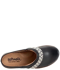 SoftWalk Marion Leather Chevron Detail Clogs