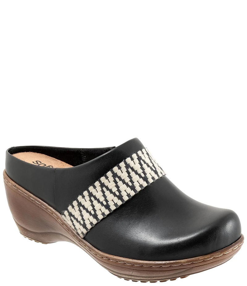 SoftWalk Marion Leather Chevron Detail Clogs