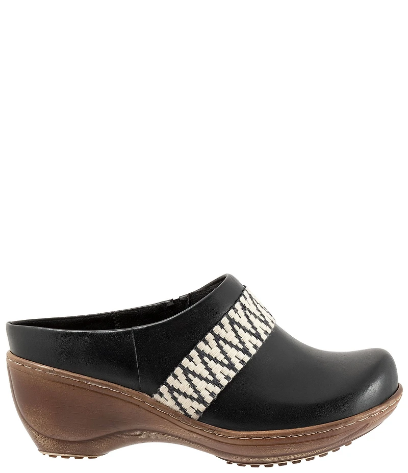 SoftWalk Marion Leather Chevron Detail Clogs