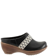 SoftWalk Marion Leather Chevron Detail Clogs
