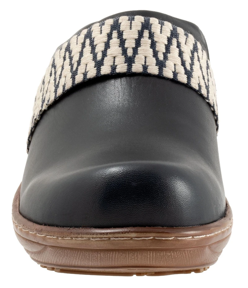 SoftWalk Marion Leather Chevron Detail Clogs