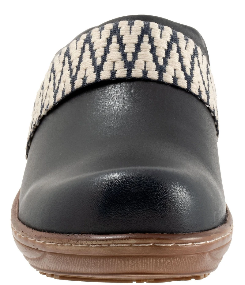 SoftWalk Marion Leather Chevron Detail Clogs