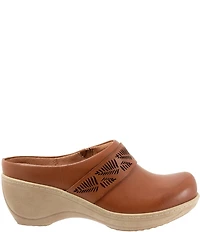 SoftWalk Melita Leaf Detail Leather Clogs