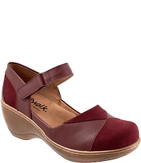 SoftWalk Miri Leather and Nubuck Suede Mary Jane Clog Pumps