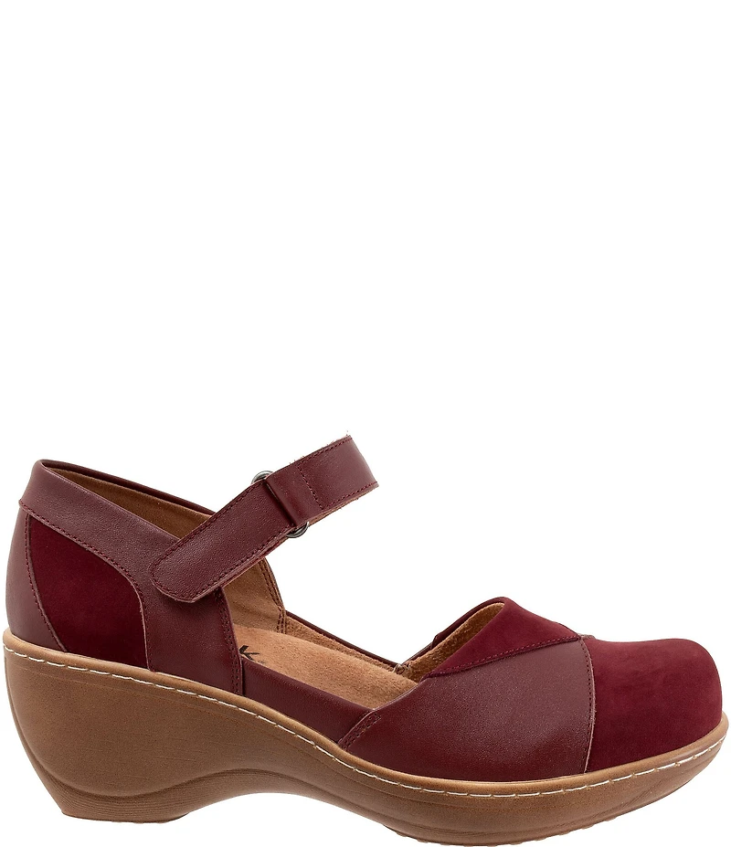 SoftWalk Miri Leather and Nubuck Suede Mary Jane Clog Pumps