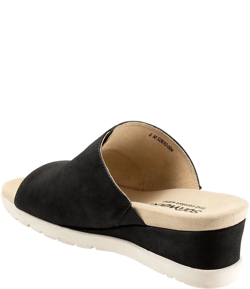 SoftWalk Newberry Suede Buckle Wedge Slide Sandals