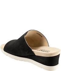 SoftWalk Newberry Suede Buckle Wedge Slide Sandals
